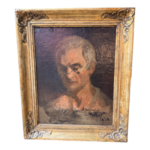 Dutch Portrait of a Man Dated 1838 in Original Frame