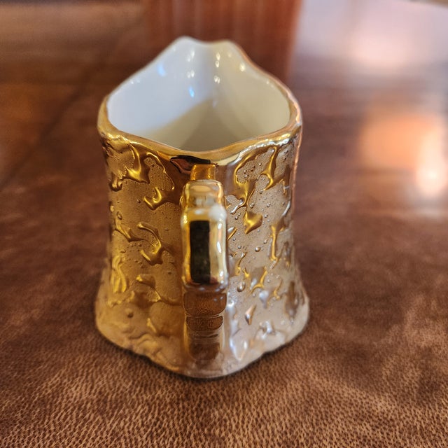 1960s 1960s Creamer + Sugar Set 22kt Weeping Gold Bel Terr For Sale - Image 5 of 12