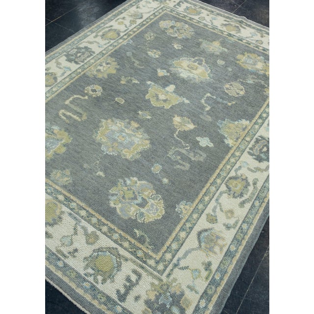 Turkish Turkish Oushak Rug 5'1" x 6'9" #17107 For Sale - Image 3 of 8