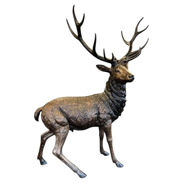 Bronze Twelve-Point Stag Garden Sculpture For Sale - Image 4 of 18