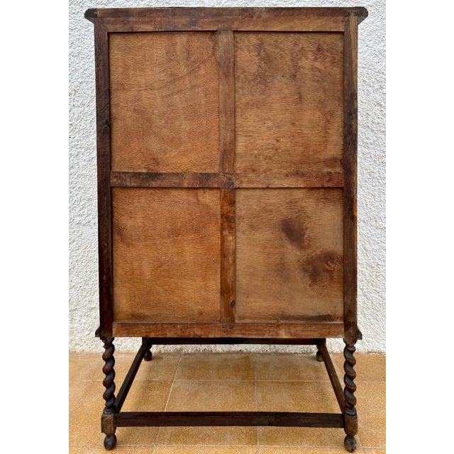 Wood Spanish Renaissance Revival Carved Oak Cabinet, Early 20th Century For Sale - Image 7 of 7