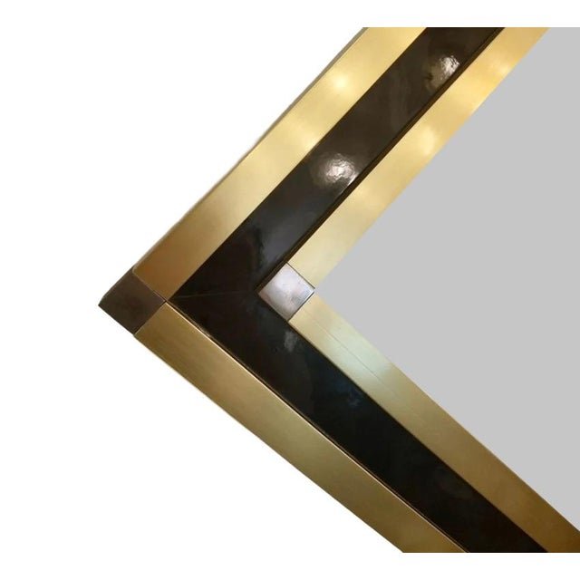 Mario Sabot Mid-Century Modern Italian Art Deco Style Brass Framed Wall Mirror For Sale - Image 10 of 12