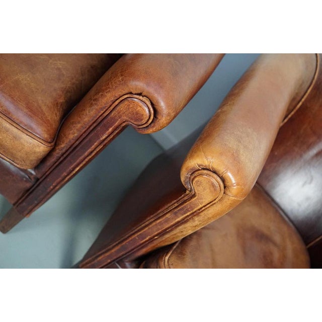Vintage Dutch Cognac Colored Leather Club Chair, Set of 2 For Sale - Image 17 of 18