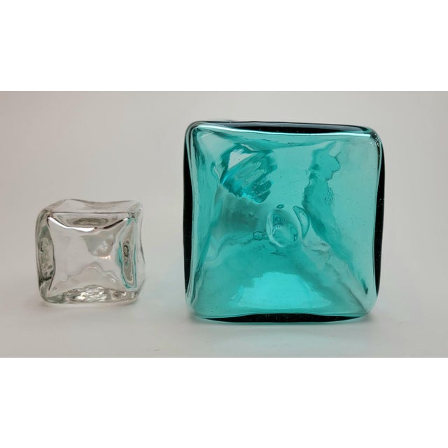Glass 1980's Blenko Ice Cube Decanter For Sale - Image 7 of 14