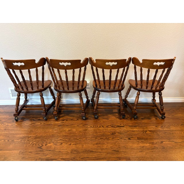American Vintage Tell City Tavern Chairs With Shepherd Casters – Set of 4 For Sale - Image 3 of 14
