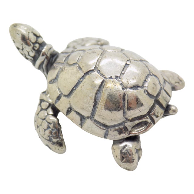 Vintage Italian Genuine Silver 800 Sea Turtle Dollhouse Miniature by Arezzo Tuscany Silversmiths, 1980s For Sale