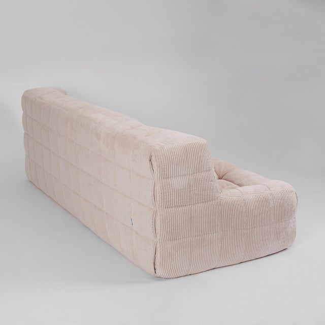 Mid-Century Modern Vintage Kashima 3-Seater Sofa in Vanilla Corduroy - Restored Ligne Roset Original For Sale - Image 3 of 12