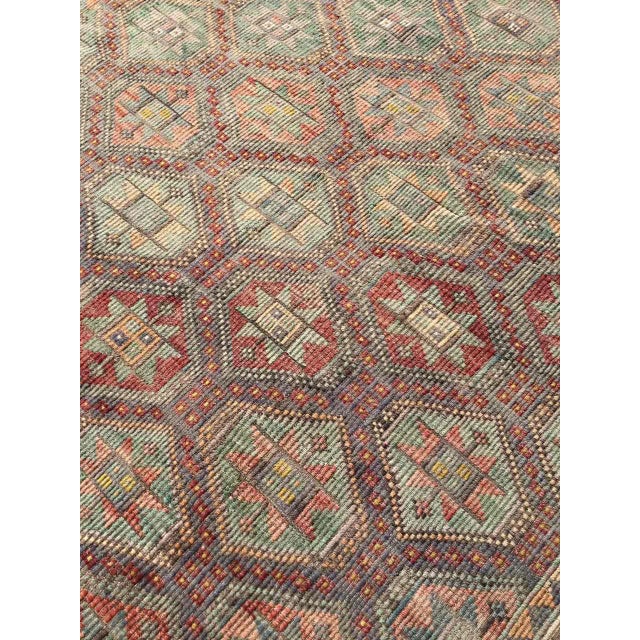 Textile Vintage Rustic Turkish Kilim Rug - 80" X 103" For Sale - Image 7 of 11