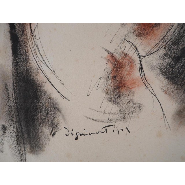 André Dignimont, Nude in a Wool Coat, Original Signed Watercolor For Sale - Image 7 of 8