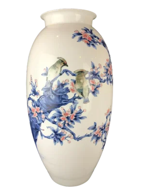 Chinoiserie Porcelain Hand-Painted Vase 23' H