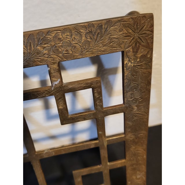 Vintage Brass Square Geometric Trivet MCM Footed For Sale In San Francisco - Image 6 of 10