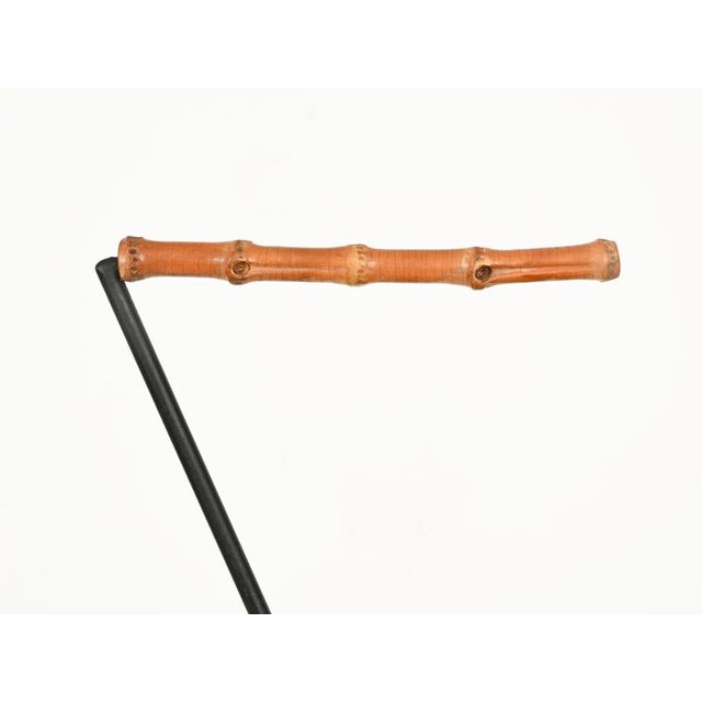 Italian Tripod Floor Ashtray in Bamboo and Iron, 1950s For Sale - Image 12 of 14