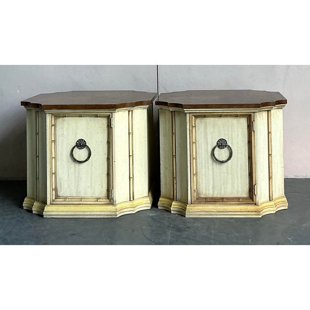 Vintage Regency Weiman Notched Side Tables - A Pair For Sale In West Palm - Image 6 of 9