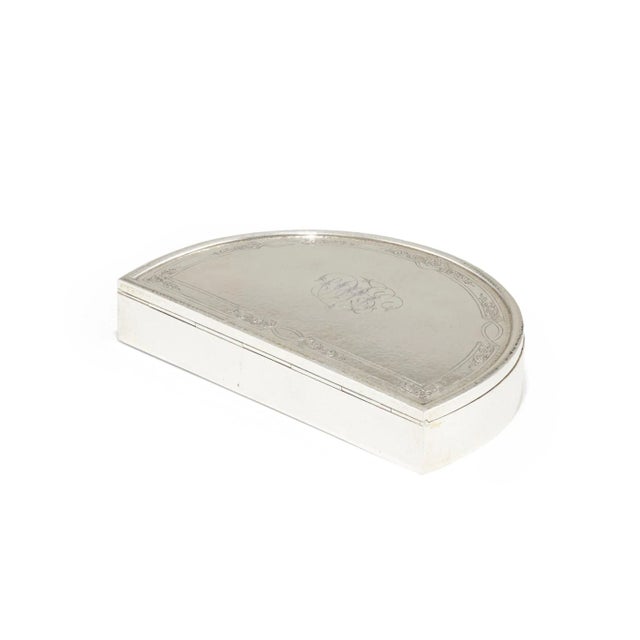 Traditional Gorham Hand Hammered Sterling Silver Crescent Shape Jewelry Box For Sale - Image 3 of 6