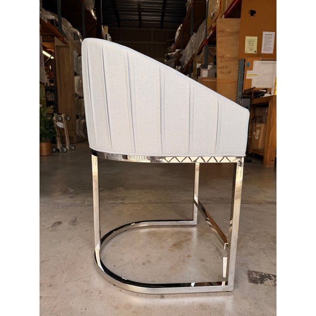 Contemporary Vanguard Furniture Light Blue and Silver Framed Counter Stool For Sale - Image 3 of 5