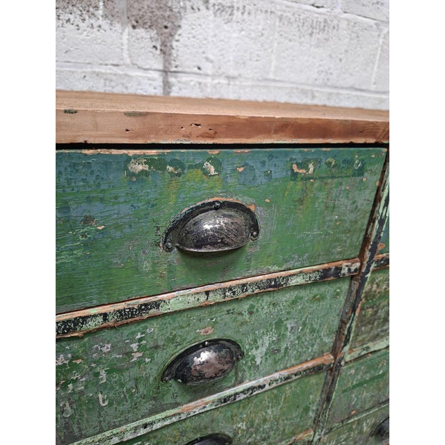 Industrial Green Wooden Drawer Cabinet For Sale - Image 5 of 10