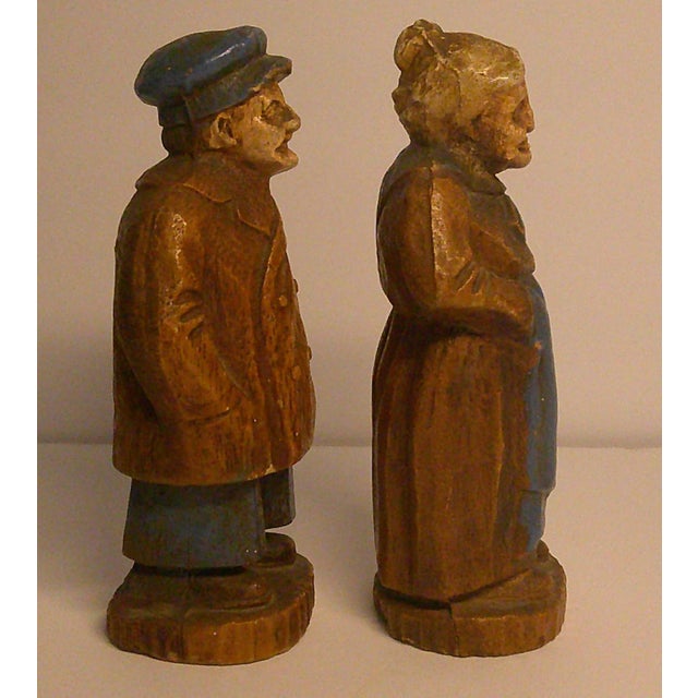 Vintage 1940s Syroco Wood Figurine Pair Sea Captain & Wife Nautical Folk Art For Sale - Image 4 of 6