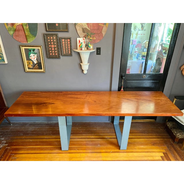 Mid Century Solid Sapele Mahagony Slab Dining Table For Sale - Image 12 of 12
