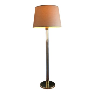 Mid-Century Brass & Glass Tube Floor Lamp For Sale
