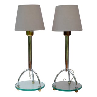 Art Deco Scandinavian Minimalist Skymning Table Lamps in Chrome and Glass by Ehlén Johansson for Ikea, Set of 2 For Sale