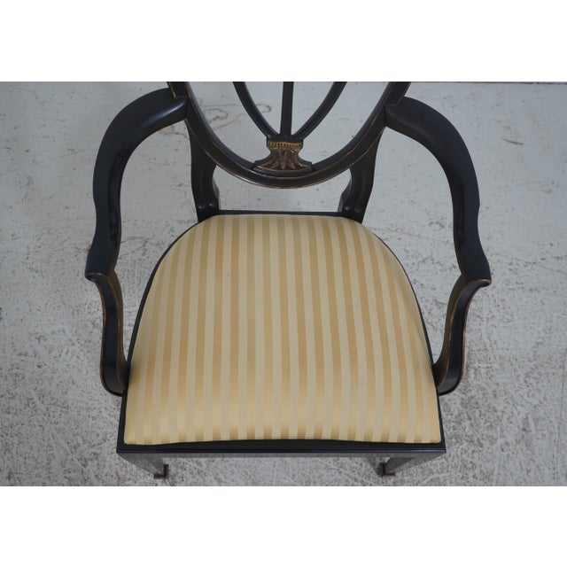 Set of 10 Henkel Harris Black Finish Hepplewhite Dining Room Chairs For Sale - Image 9 of 18