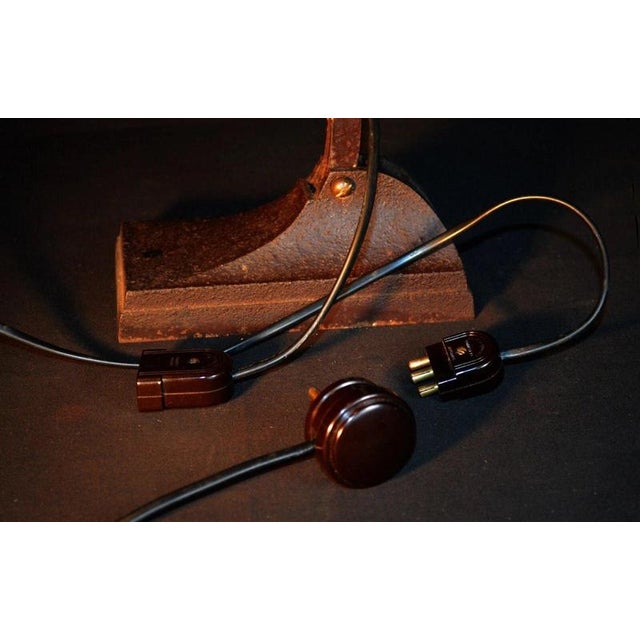 Industrial Bronze Articulated Desk Lamp with Enamel Trough Shade, 1930s For Sale - Image 4 of 13