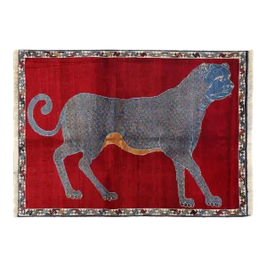 Fine Hand Knotted Cheetah Design Persian Shiraz Rug