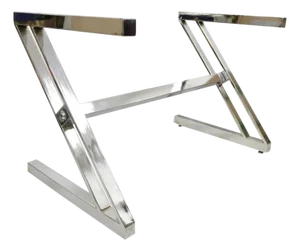 Vintage Mid Century Modern Chrome Frame Z Shaped Metal Desk Dining Table Base