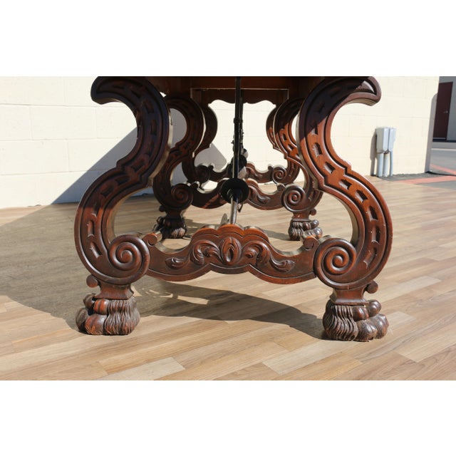 Spanish Baroque Revival Rosewood & Walnut Trestle Dining Table, Circa 1930s For Sale - Image 11 of 18