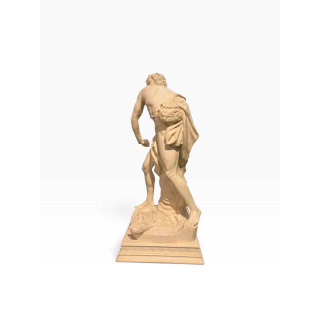 Neoclassical Mid-Century Italian Alabaster Replica of Bernini’s David Sculpture by A. Santini For Sale - Image 3 of 10