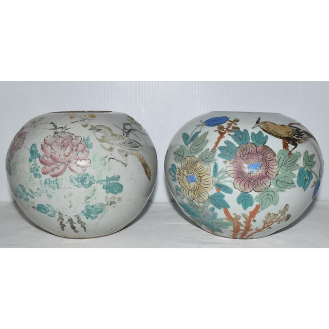 Pair Late 19th Century Chinese Ching Qing Dynasty Porcelain Vases Bird Flower Motif For Sale - Image 10 of 12