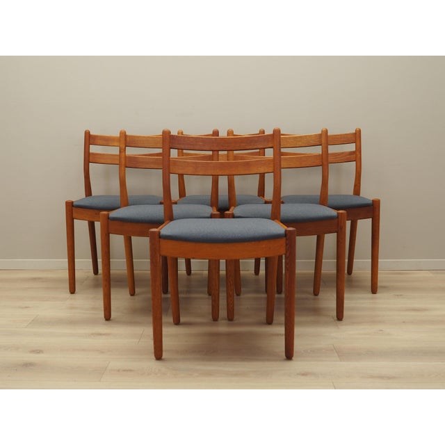 The set of six chairs was made in the 1970s, designed by leading Danish designer Poul M. Volther. The structure is made of...