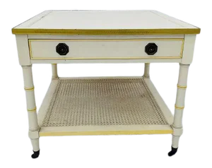 70's Hollywood Regency Style Hs Interior Design Faux Bamboo End Table