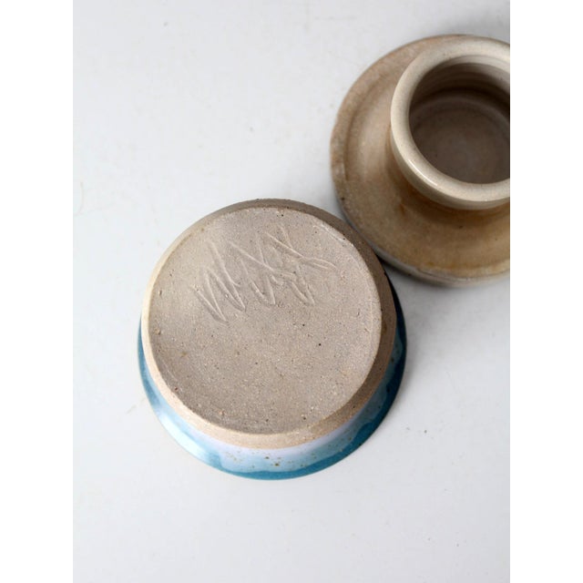 Vintage Handmade Studio Pottery Butter Keeper For Sale - Image 13 of 15