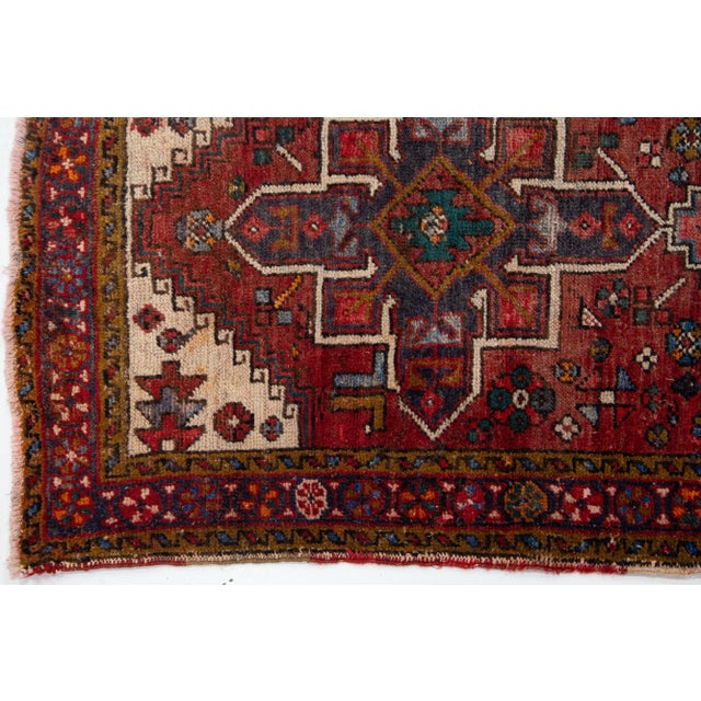 Red Vintage Persian Heriz Wool Runner With Multicolor Tribal Design For Sale In New York - Image 6 of 8