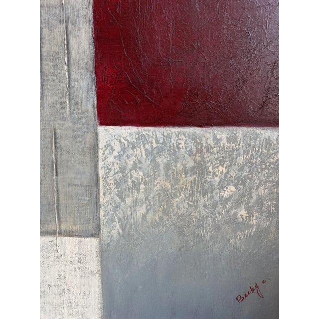 Early 21st Century Original Signed Abstract Painting by Becky C. – 42 X 42 Inches – One-of-a-Kind Color Block on Cloth For Sale - Image 5 of 12