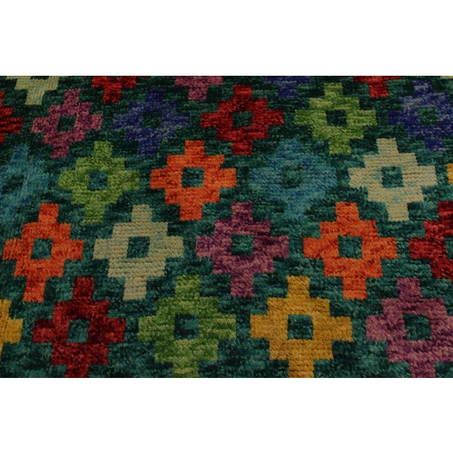 1990s Abstract Tribal Balouchi Green Wool Rug - 4′10″ × 6′6″ For Sale In New York - Image 6 of 8