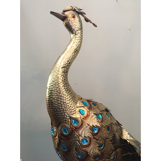 Large Hollywood Regency Gold Metal Peacock Statue Chairish