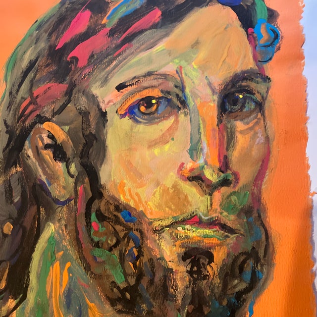 Contemporary Original E.J.Hartmann Abstract Male Portrait Painting Signed For Sale - Image 4 of 6