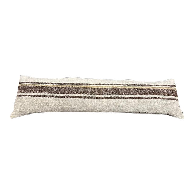 Turkish Hemp Pillow Cushion Natural Beige Brown Cushion Cover 12x46 For Sale