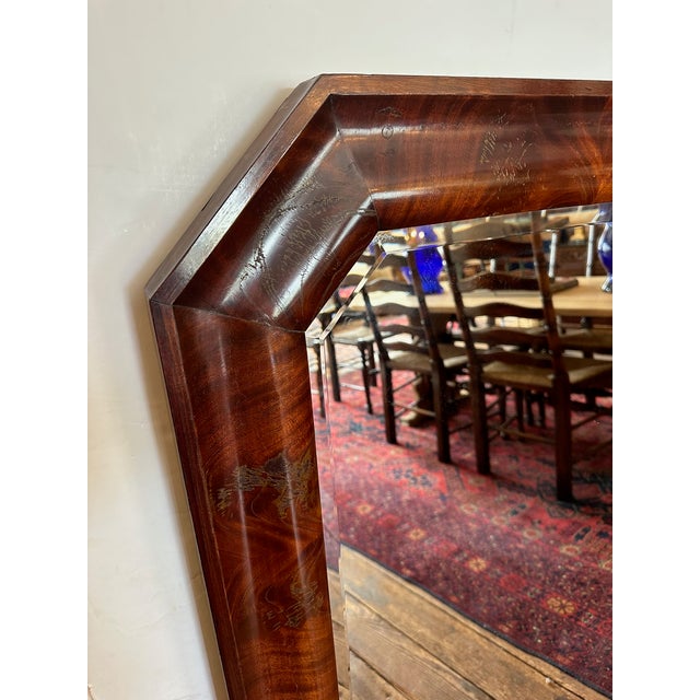 19th Century Large Crotch Mahogany Octagonal Empire Mirror For Sale In Philadelphia - Image 6 of 12