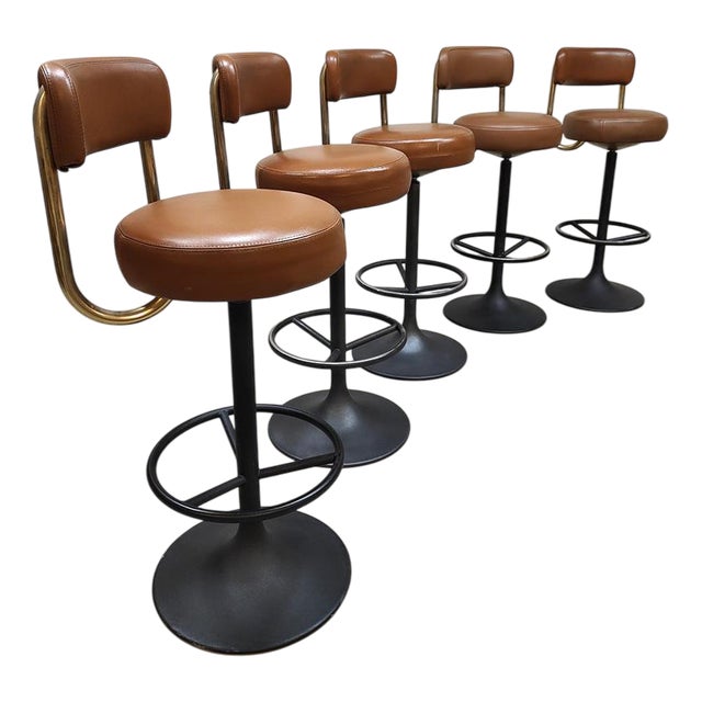 Vintage Swedish Cobra Bar Stools by Börje Johanson, 1960s, Set of 5 For Sale