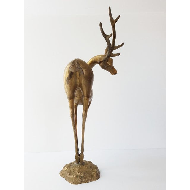 Metal Dancing Stag, Antelope, Doe, and Fawn in Gilded Brass, 1970s For Sale - Image 7 of 11