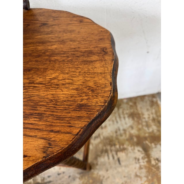 Wood Antique English Barley-Twist Side Table With Scalloped Top, C. 1900 For Sale - Image 7 of 9
