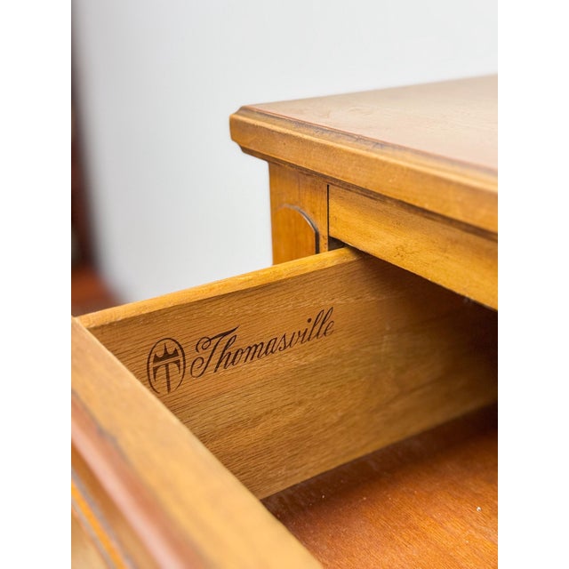 Vintage Thomasville Transitional Tallboy Dresser, Burlwood Accents, MCM Casegood For Sale - Image 18 of 18