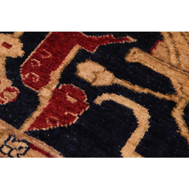 Bohemien Ziegler Blue Red Hand-Knotted Wool Rug - 8'11'' X 11'7'' For Sale - Image 4 of 8