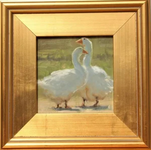 Late 20th Century Carol Jenkins Original Oil Painting on Board, Buddies, Signed, Framed