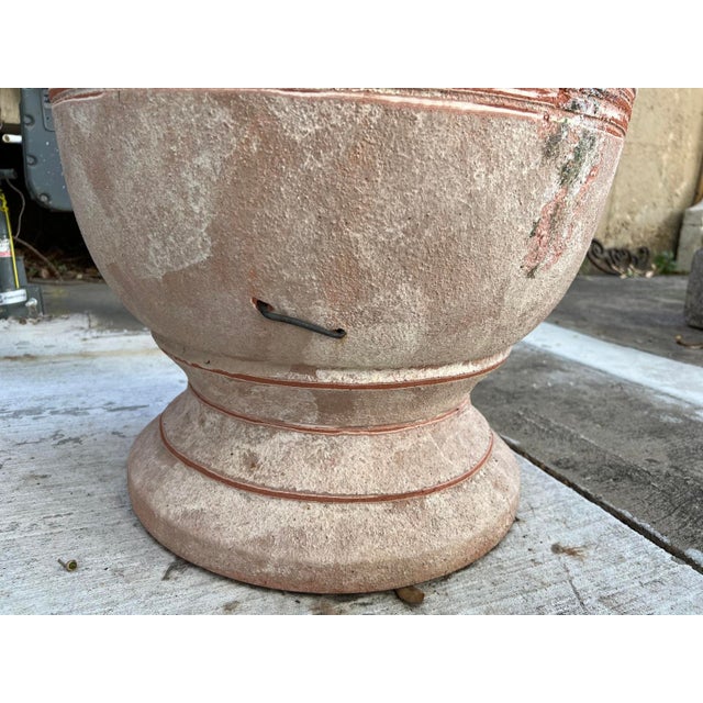 Ceramic A French Terracotta Anduze Planter With Antiqued Spackle Finish and Staples For Sale - Image 7 of 12