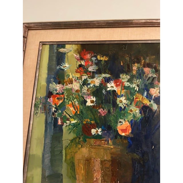 Beautifully vibrant Paul Collumb painting “bouquet”using impasto technique Textural and visually pleasing Framed in origin...