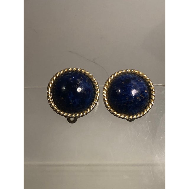 Mid-Century Modern 1970s Donald Stannard Lapis Lazulli Clip on Earrings, Pair For Sale - Image 3 of 9